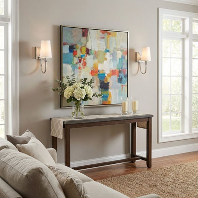 Alata 1-Light Dimmable Armed Sconce with Fabric Shade