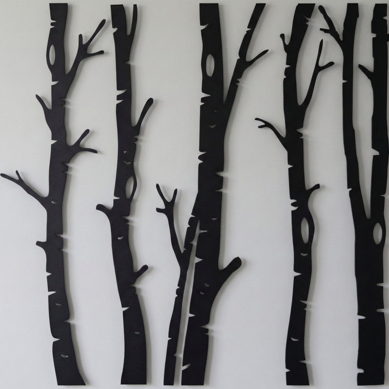 Décoration murale en métal 5 arbres secs pour la maison et l'extérieur - Décoration murale géométrique murale