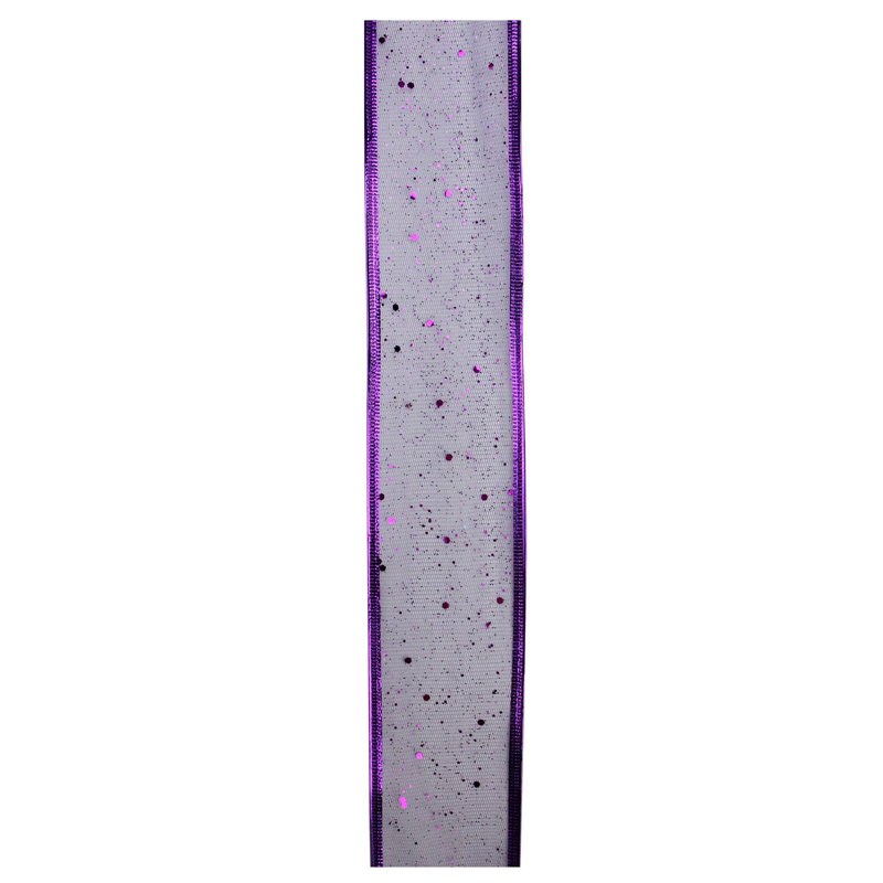 Bobines de ruban d'artisanat de Noël filaires mauves scintillantes - 2,5 po x 120 verges