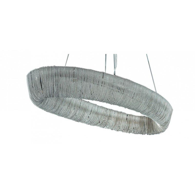Lustre ovale en aluminium clair, Argent antique, Bronze brossé, 36" Length x 18" Width x 6" Height