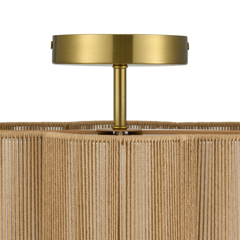 Plafonnier semi-encastré en tissu 3 lumières Tekamah, Laiton brossé