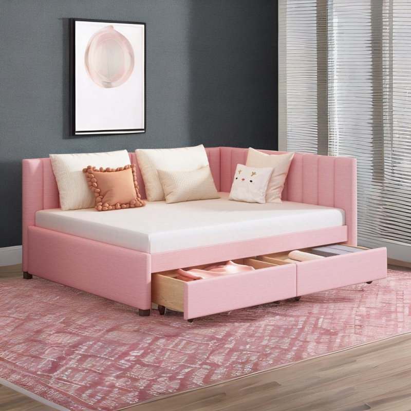 Motiejus Upholstered Daybed, Pink