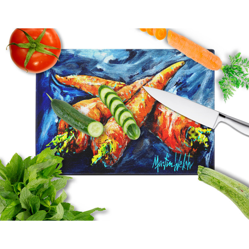Caroline's Treasures Tempered Glass Carrots Only Three Needed Cutting Board