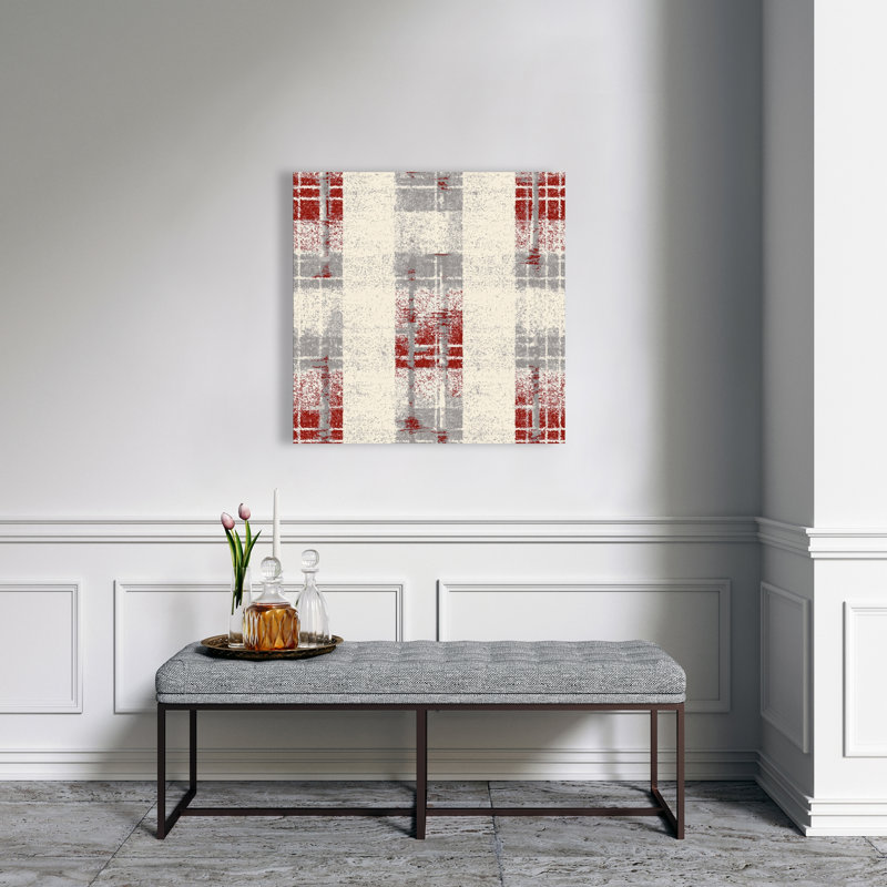 Grunge Red Pattern - Beige Canvas Home Decor Accent Piece