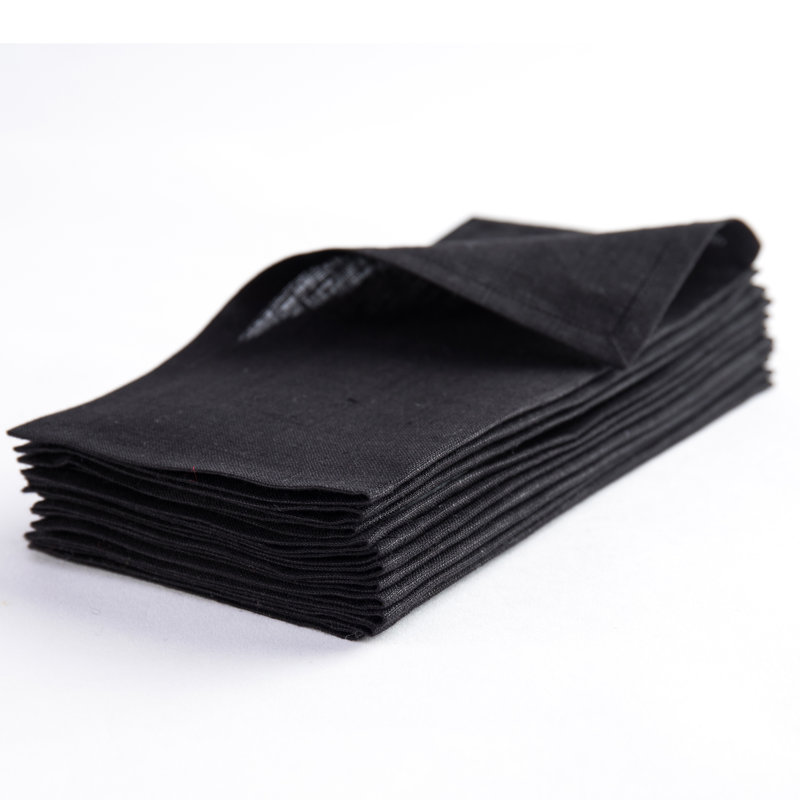 100% Pure Linen Cocktail Napkins - Athena, 9" x 9", Black