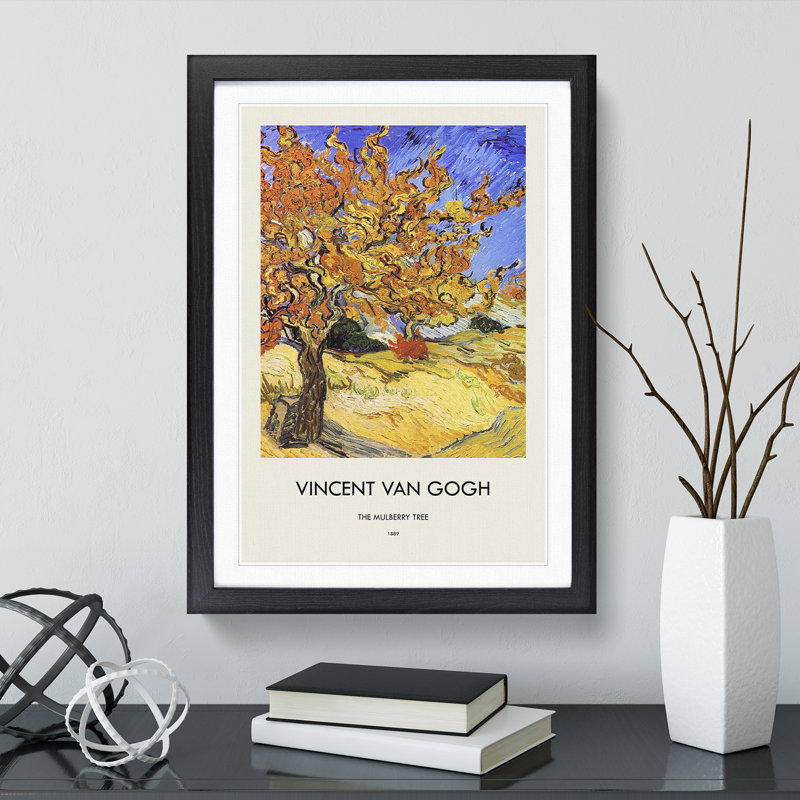 Mulberry Tree by Vincent Van Gogh - Picture Frame Painting, 65cm H x 48cm W x 2cm D, Black