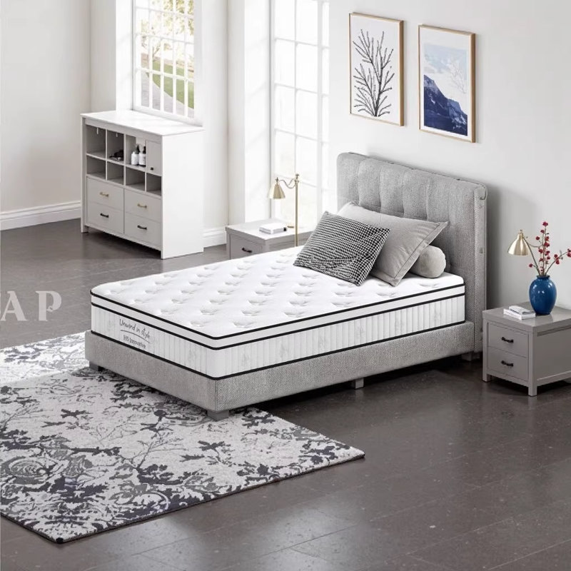 Grand matelas grand lit, matelas hybride de 10 pouces avec ressorts ensachés individuellement, support ferme moyen pour un sommeil réparateur
