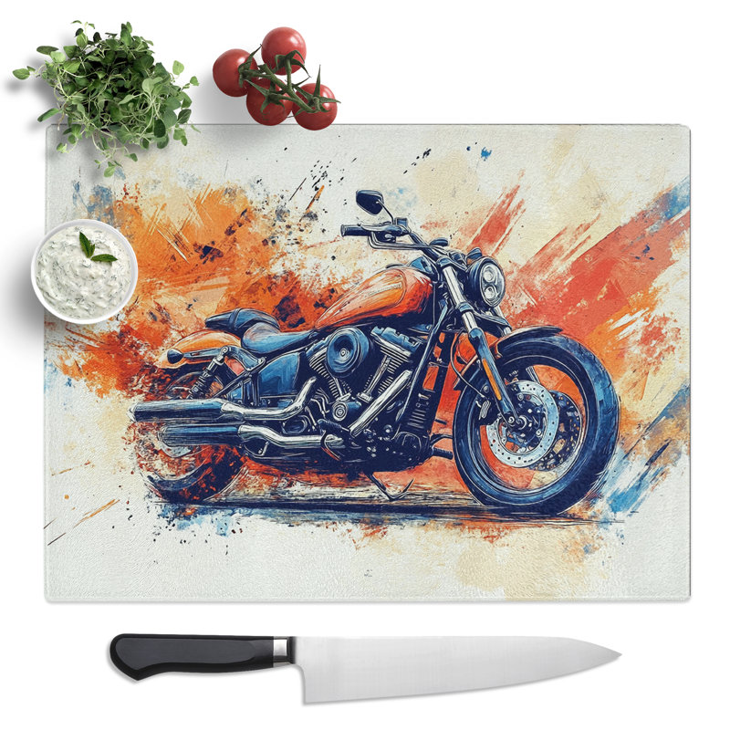 Motorbike Artwork  Glass Chopping Board