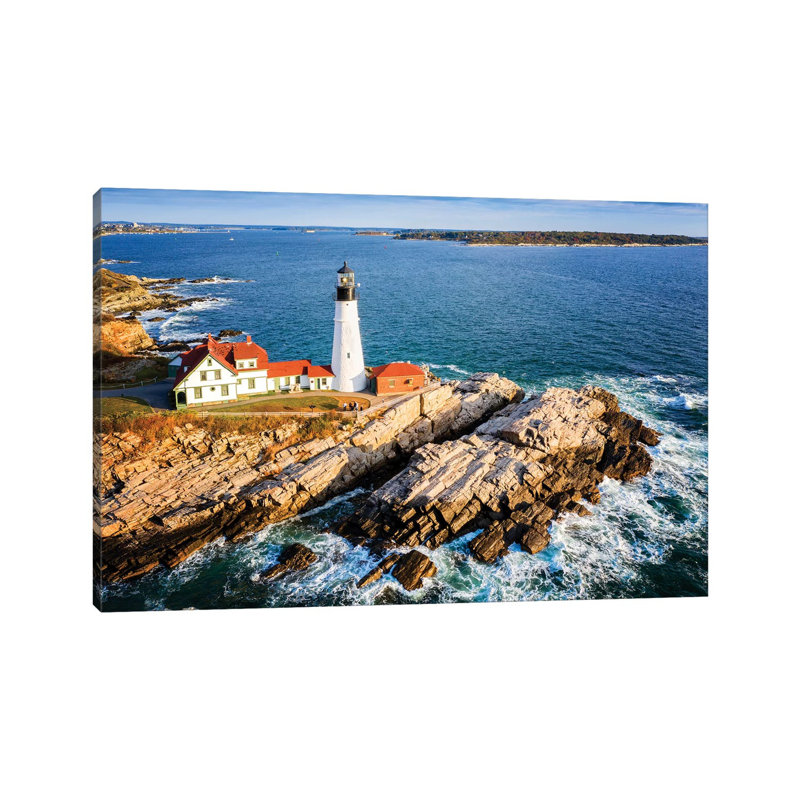 Aerial View Of Cape Elizabeth Lighthouse, Portland Maine by Susanne Kremer - Wrapped Canvas Print, 101.6 cm H x 66.04 cm W