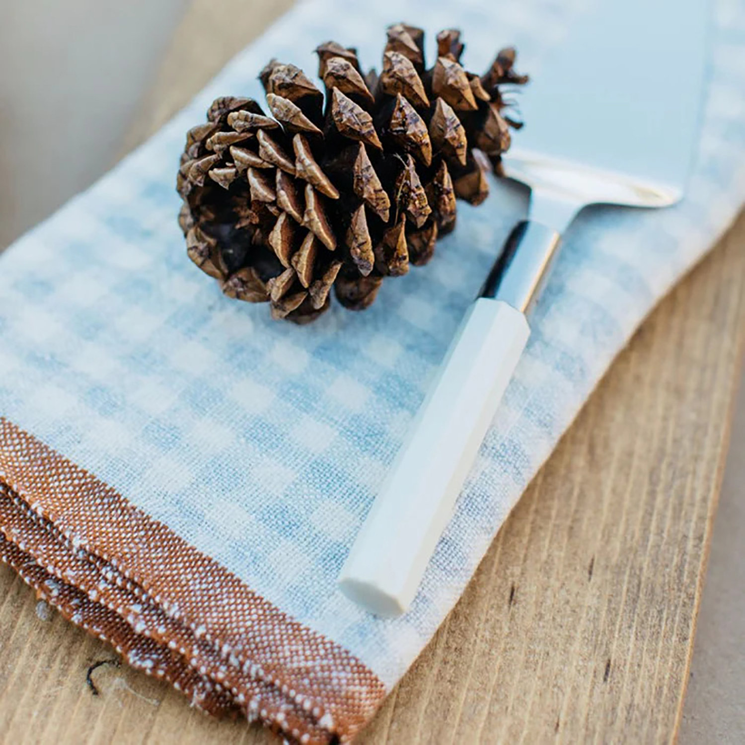 Reversible Linen Napkin, Blue/Cognac