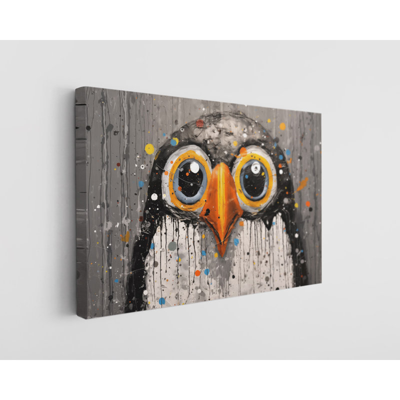 Mignon pingouin, impression sur toile, décoration murale moderne pour la maison et le bureau, H 16 po x l 24 po