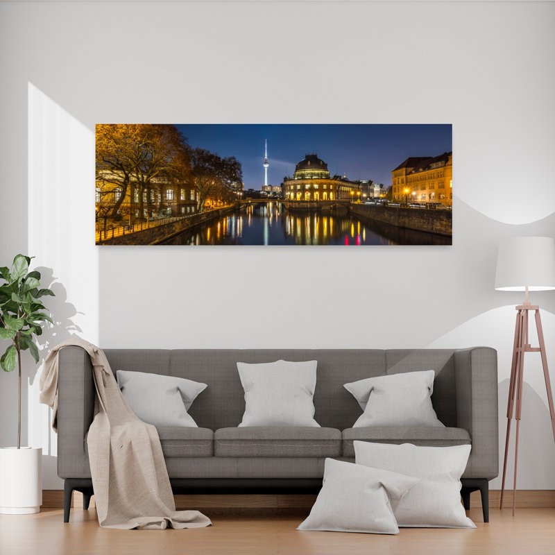 Art nocturne de la ville de Berlin, architecture contemporaine abstraite, H 20 po x l 60 po