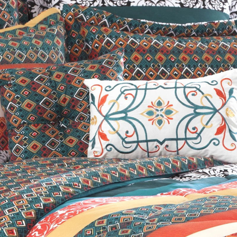 Full Bohemian Multicolor Cotton Reversible Bed in a Bag Set