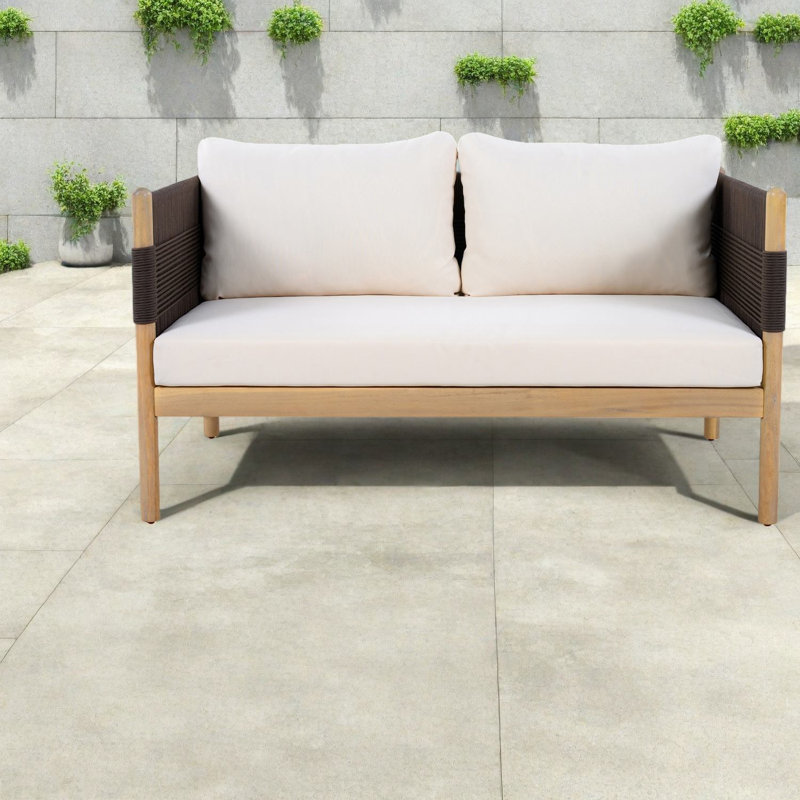 Canapés confortables de patio, causeuse de corde de bois d'acacia pour la maison de patio