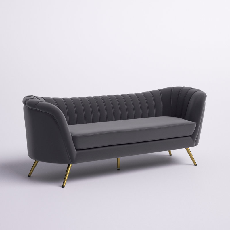 Canapé en velours 88 po Margo, Velours gris