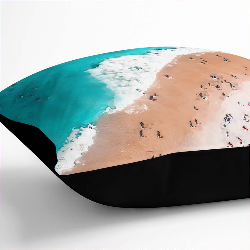 Bondi Beach Australia Square Throw Cushion, 40cm H x 40cm W x 15cm D, Black