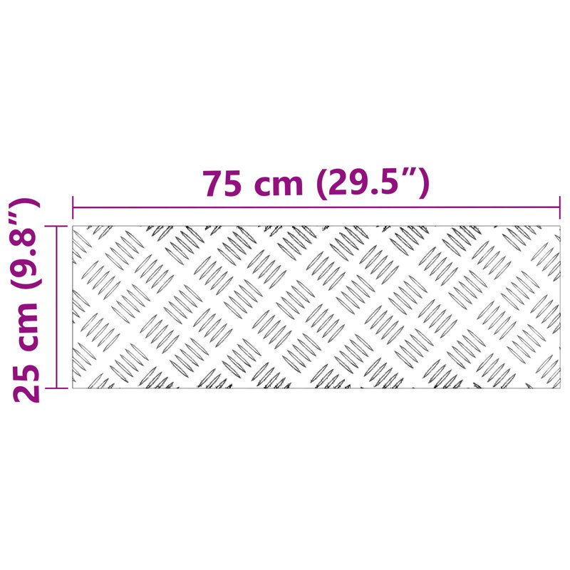 Metal Anti-Slip Stair Treads, Rectangle 25cm x 75cm, Grey