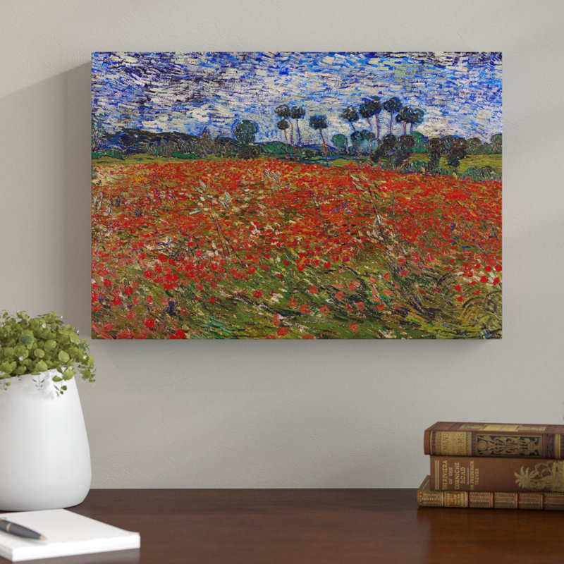 Poppy Field by Vincent Van Gogh - Wrapped Canvas - Framed Print, 50cm H x 76cm W