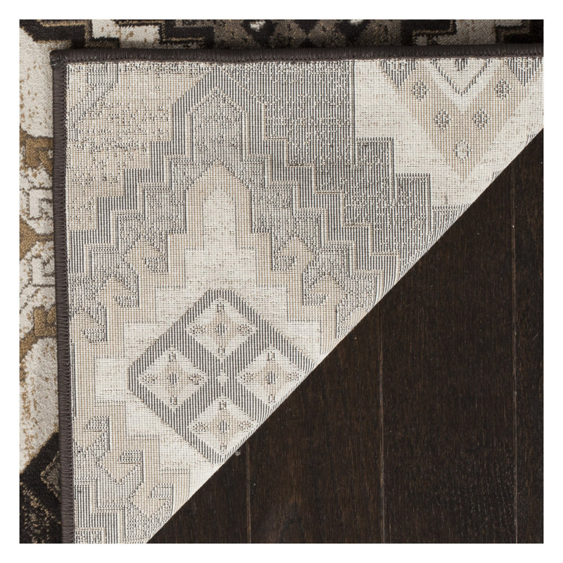 Tapis noir / ivoire Abinante, Rond 6 pi 7 po