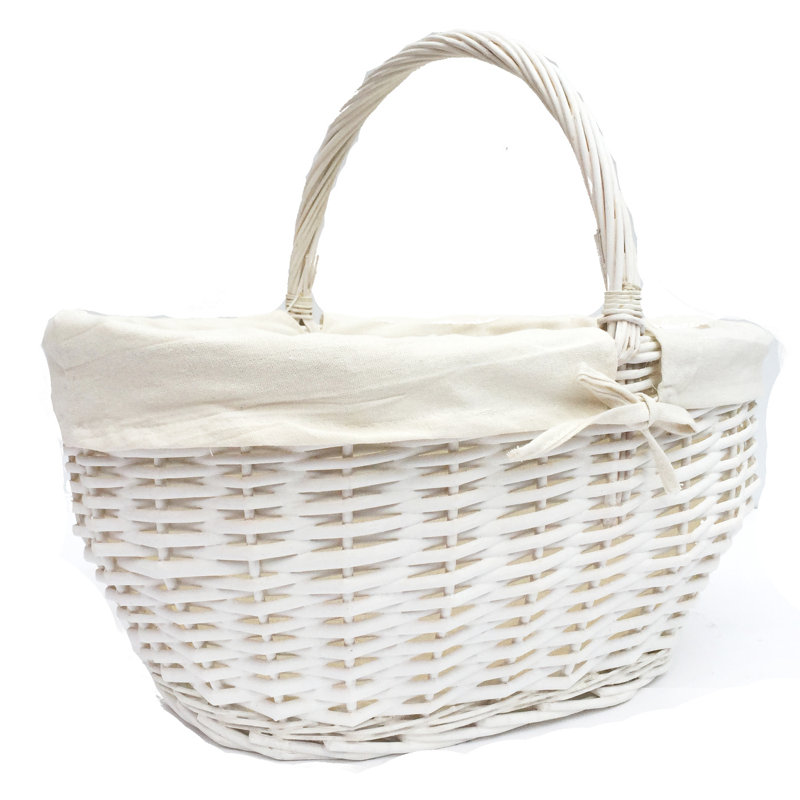 Brambly Cottage Wicker Decorative Basket, White, 25cm H x 27cm W x 22cm D