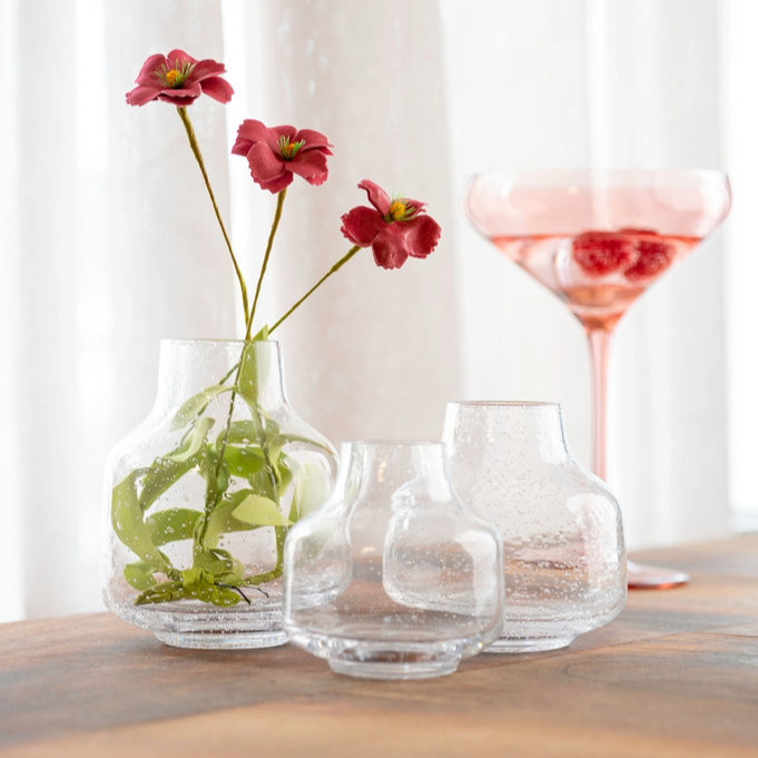 BUBBLE GLASS VASE S/3 (S23), Purple