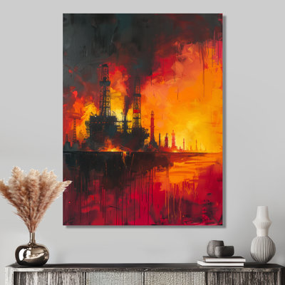 «Red Orange Oil Rig Seafloor Rebellion II», reproduction d'art sur toile