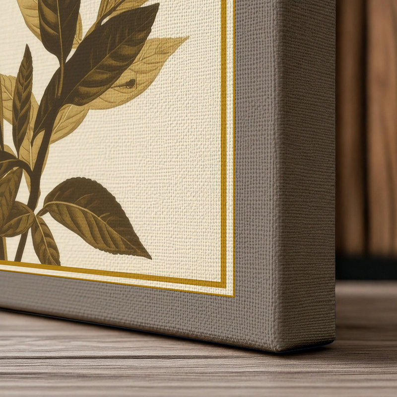 Single Stem Study Botanical - Wrapped Canvas, 18x12 - 45.7 x 30.5 cm, Taupe Border