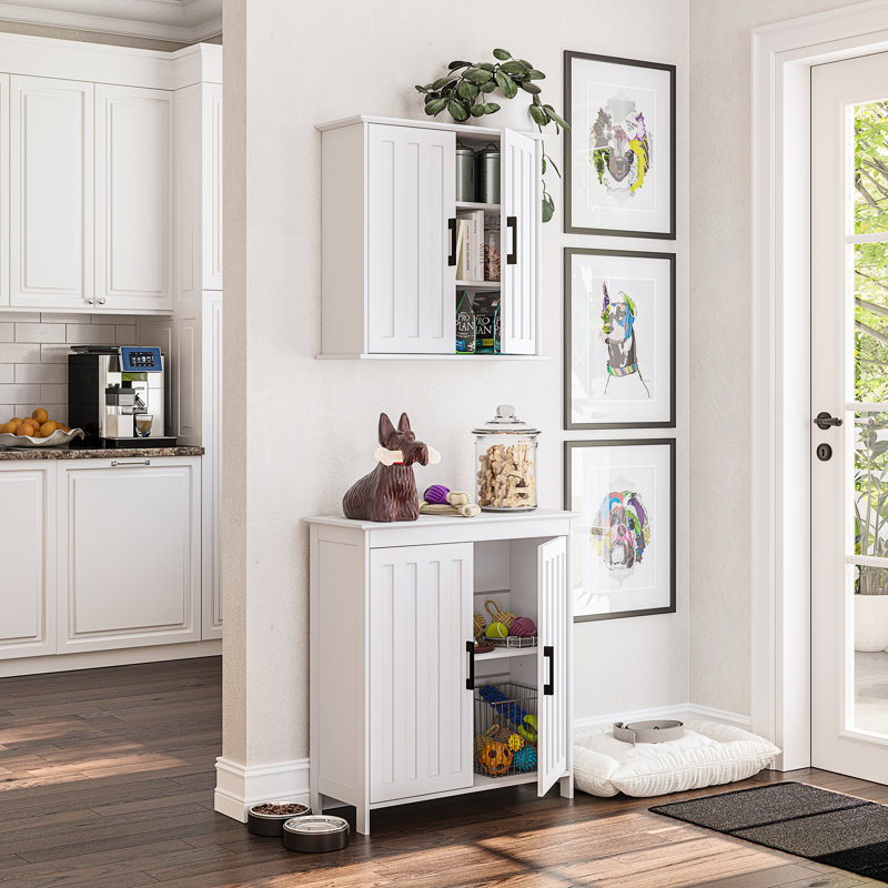 White Matte MDF Two-Door Medicine Cabinet with Adjustable Shelves