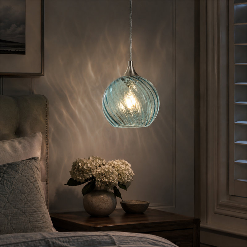 Luminaire suspendu sphère 1 lumière Emiliani, Bleu