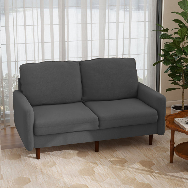 Hollymead Milman 144.5Cm Velvet Loveseat, Grey