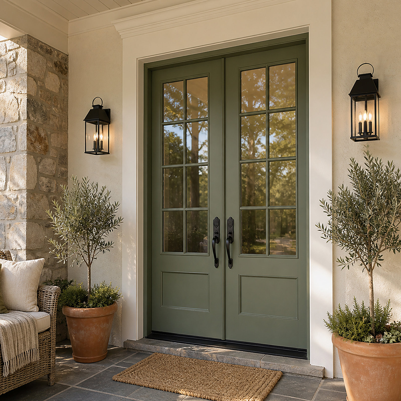 3 Light Outdoor Steel Wall Light, Matte Black