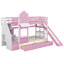 Lit superposé simple au-dessus de simple, lit superposé château avec 2 tiroirs, 3 tablettes et glissade, lit superposé en bois massif-1042665792-1042665794