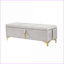 Ensemble de chambre à coucher Grand lit plateforme tapissier avec rangement hydraulique et repose-pieds en velours beige | Velours | Lits standard