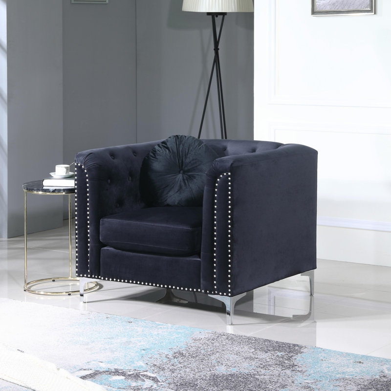 Emmerich Upholstered Armchair, Black Velvet