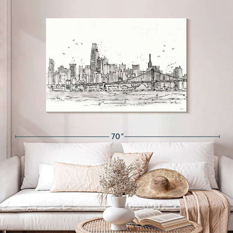 Sirci Skyline Sketches IV sans mots - fleurs, H 32 po x l 48 po
