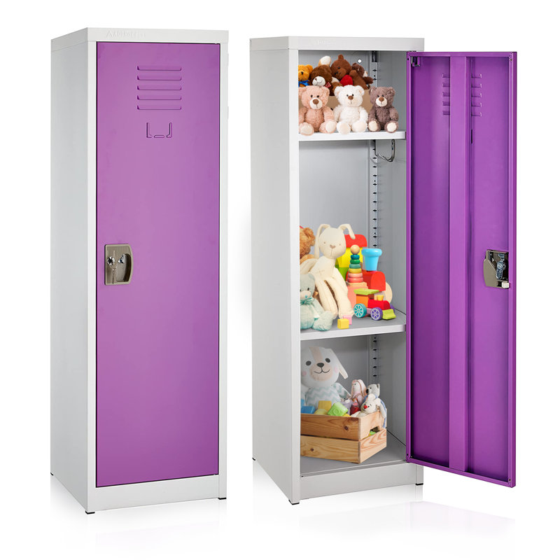 48-Inch Purple Steel Freestanding Office Locker with Adjustable Shelving