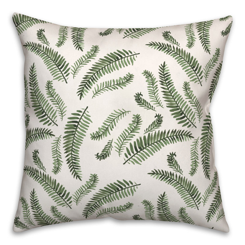 Green Fern Pattern 18" Square Polyester Throw Pillow