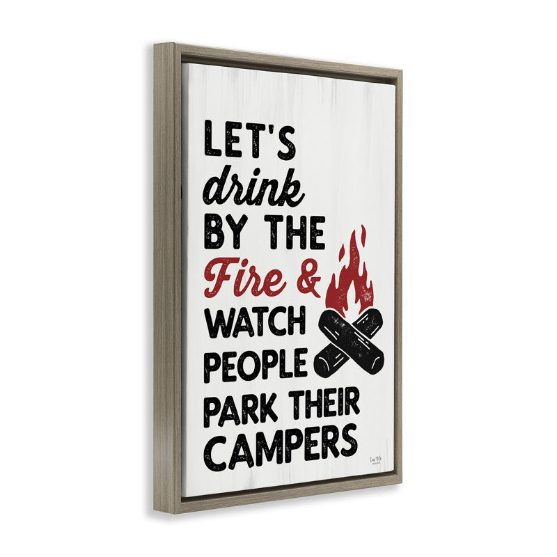 Let's Drink by the Fire, cadre flottant, design par Lux + Me Designs, H 31 po x l 21 po, Cadre flottant orme Montalcino