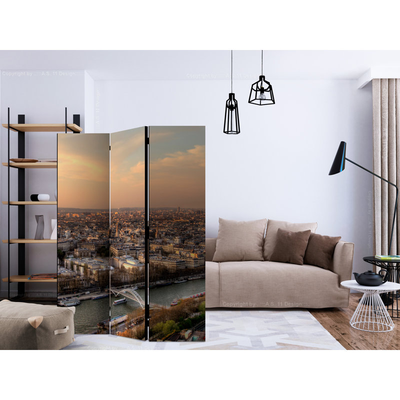 Gulbanu 135 cm W x 172 cm H 3 - Panel Solid Wood Folding Room Divider