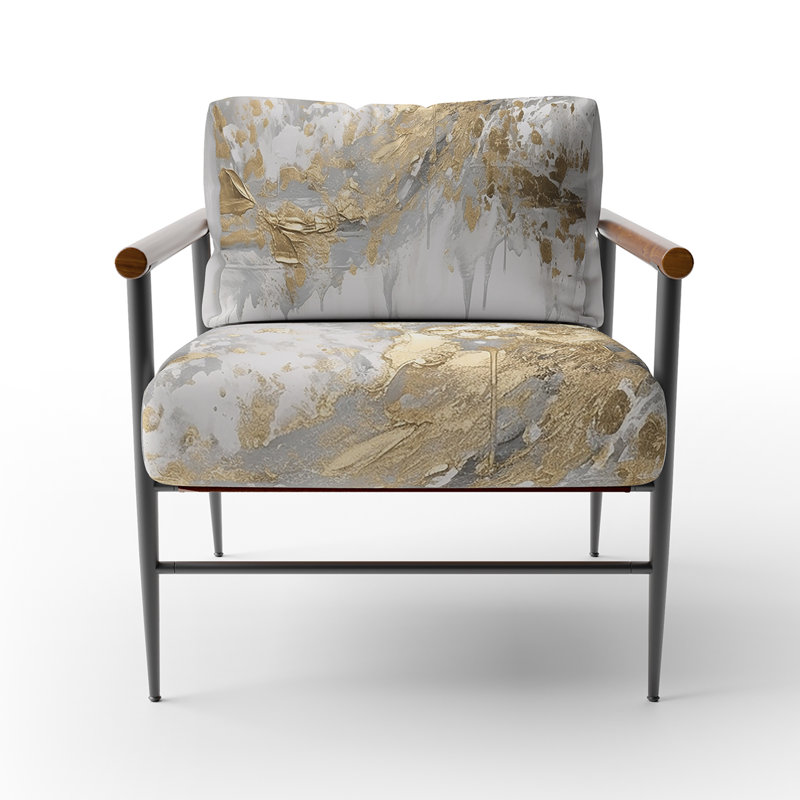 Abstrait or et blanc - Fauteuil d'appoint rembourré abstrait, Noir