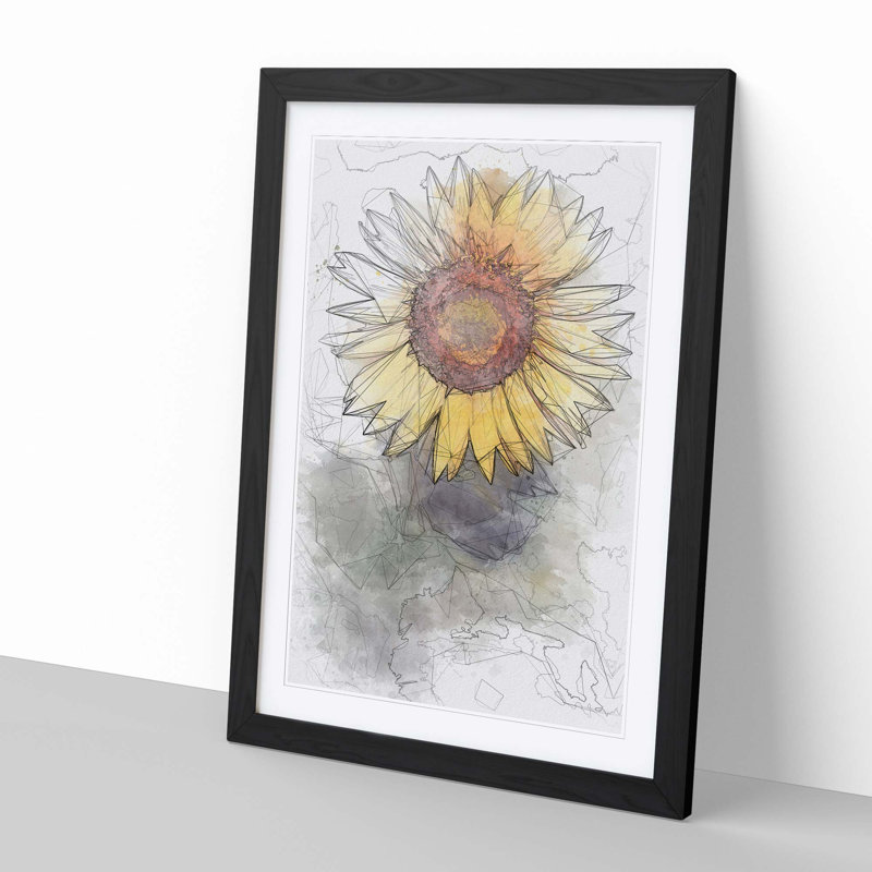 The Sunflower in Abstract - Framed Print, Black, 91cm H x 60cm W x 2cm D