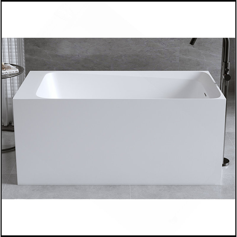 51'' Solid Surface Matte Tub, Freestanding Solid Surface Bathtub, Solid Surface Matte White Soaking Tub,Free Standing Tub With Overflow And Pop-Up Drain, Matte White