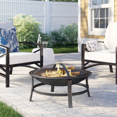 Joy by Endless Summer, 29" Round Brushed Copper Wood Burning Outdoor Fire Pit