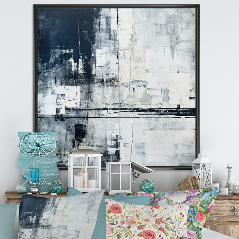 Paysage urbain noir et blanc - Expression d'art sur route IV, H 24 po x l 24 po x P 1 po, Cadre flottant noir