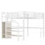 Grand lit mezzanine en métal avec tablettes réglables, espace de travail en L, tablette à DEL et garde-robe pour fonctionnalité de chambre à coucher, bureau, rangement pratique