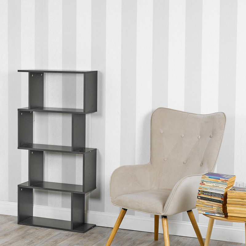 Tashia 127.5cm H x 60cm W Geometric Bookcase, Black