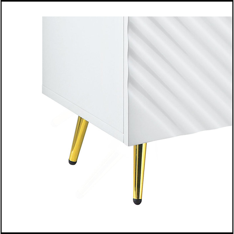 Gaines White High Gloss Finish Accent Cabinet, White
