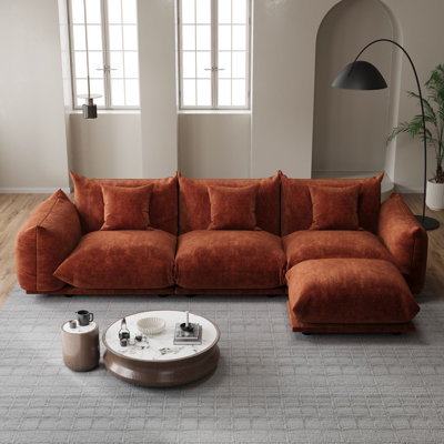 Modular Cloud Sectional Sofa with Ottoman, Convertible Chenille Couch, Pet-Friendly Soft Fabric Reversible Chaise for Living Room