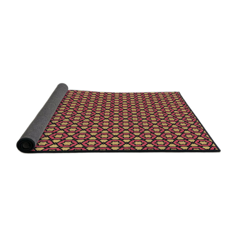 Tapis brun à motif géométrique, Carré 7 pi