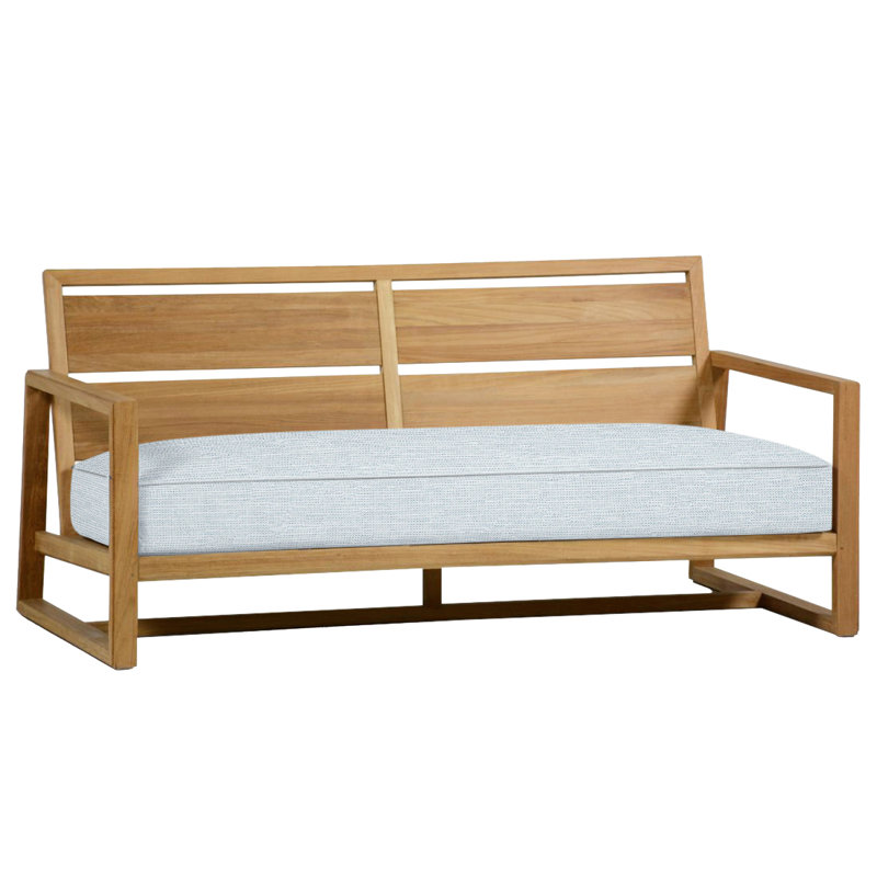 Avondale Teak Loveseat - Natural Teak, Welt, Natural Teak, Paper Sky